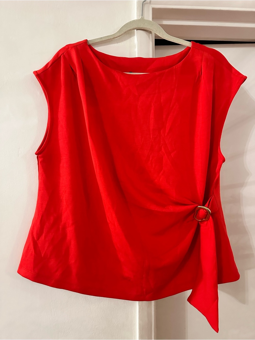 Cable & Gauge Red Sleeveless Side-Ring Draped Top